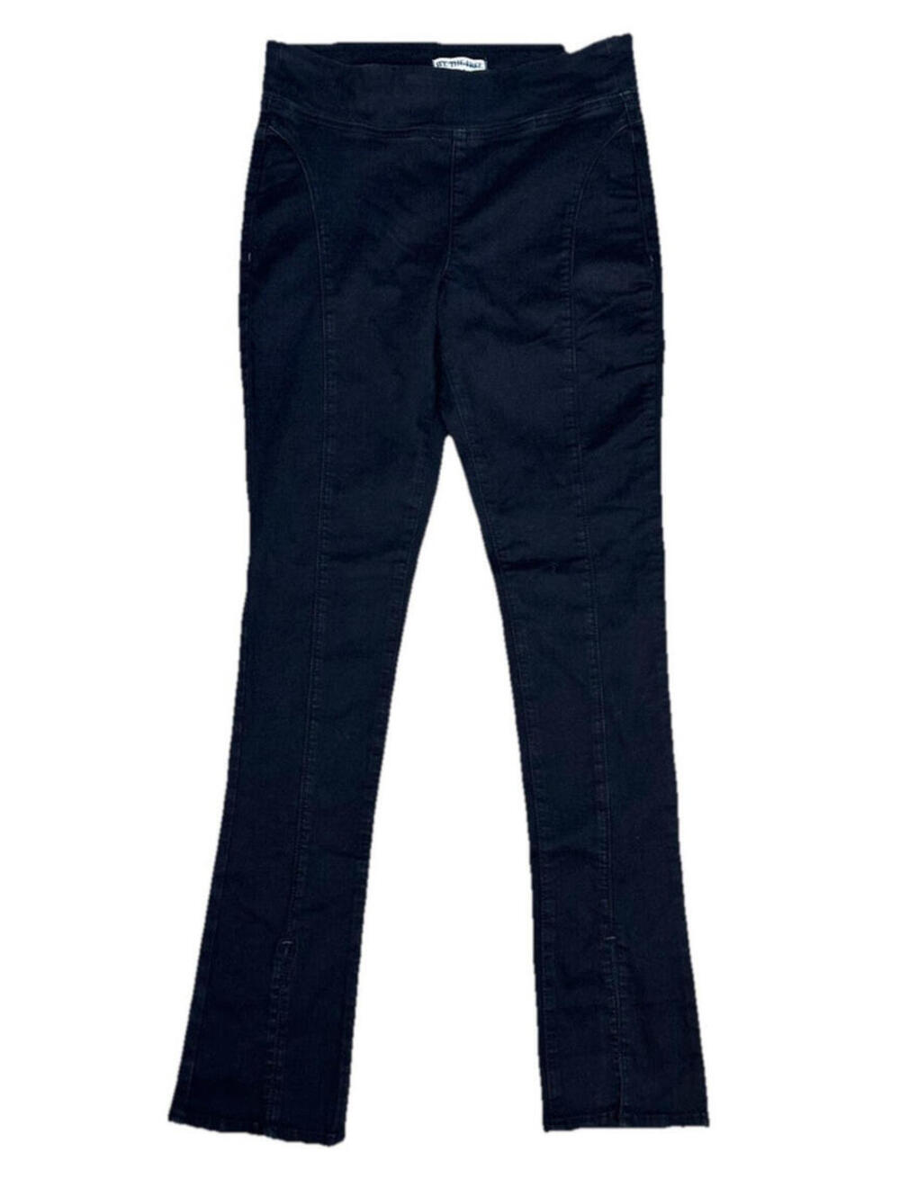 Free People Double Dutch Pull On Slit Skinny Jeans S Black Licorice $78 NWT